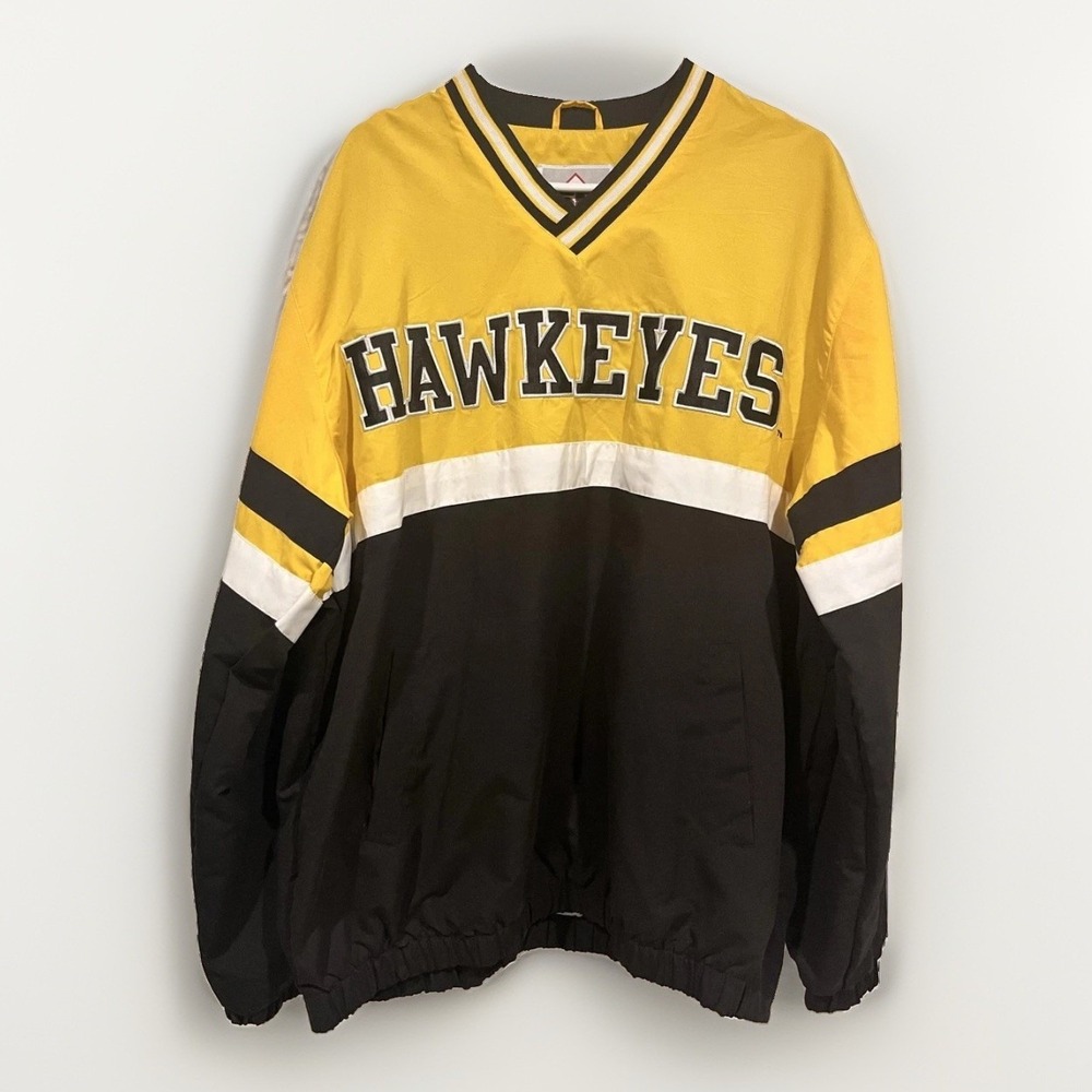 Iowa Hawkeyes Jacket Mens XL Yellow Black NCAA Football Pullover 58 Sports